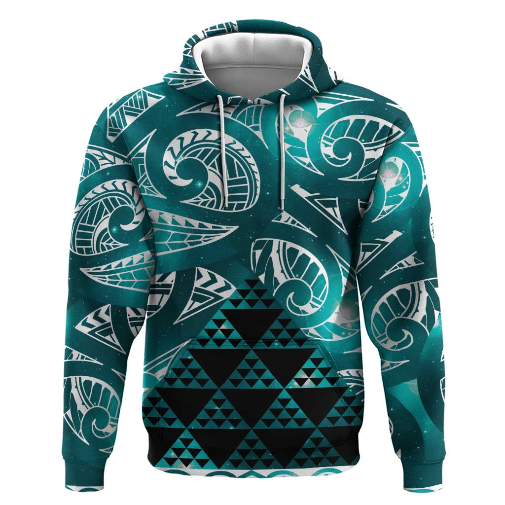 Matariki New Zealand Hoodie NZ Niho Taniwha Maori New Year Cyan Galaxy LT14 Pullover Hoodie Cyan - Polynesian Pride