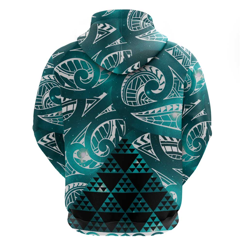 Matariki New Zealand Hoodie NZ Niho Taniwha Maori New Year Cyan Galaxy LT14 - Polynesian Pride
