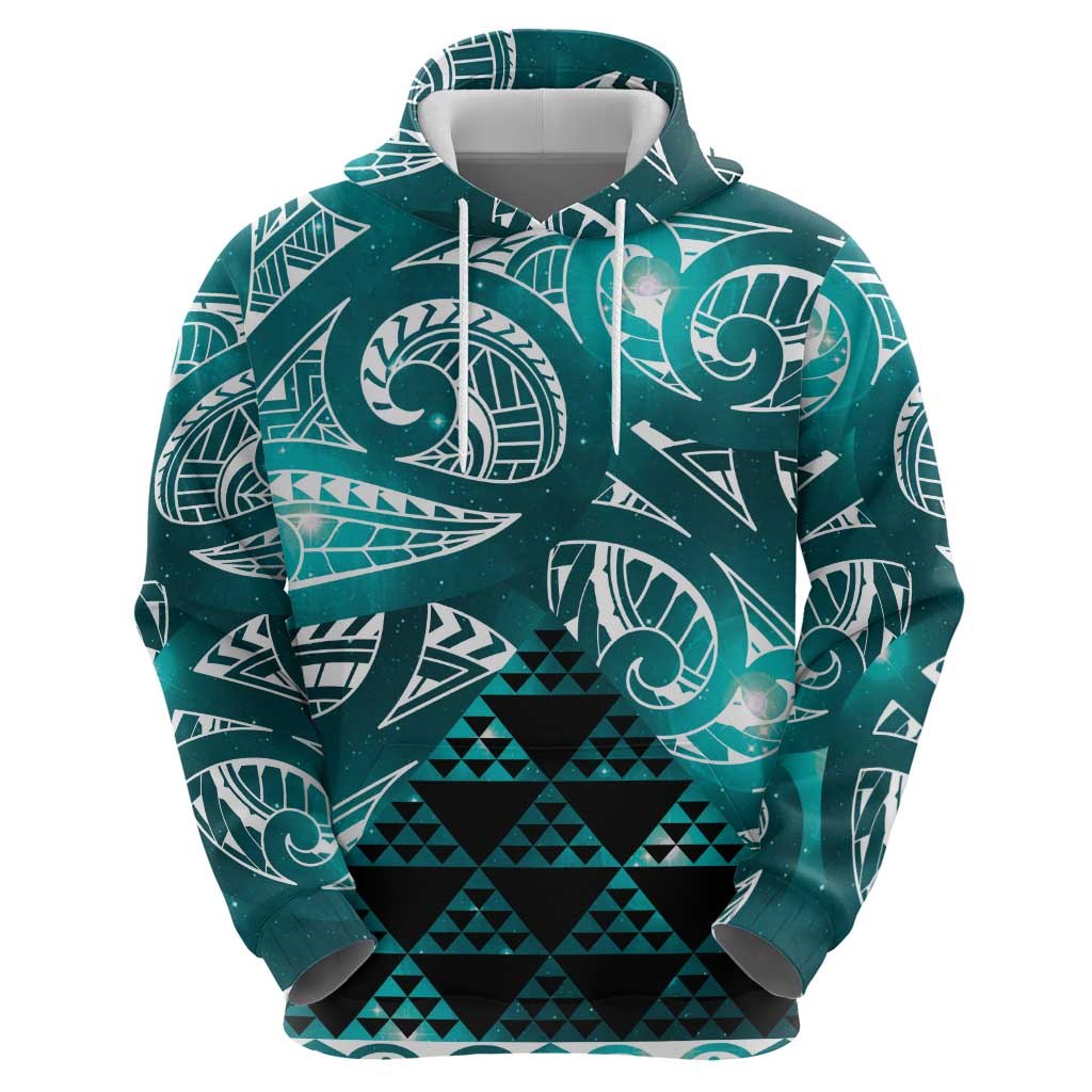 Matariki New Zealand Hoodie NZ Niho Taniwha Maori New Year Cyan Galaxy LT14 - Polynesian Pride