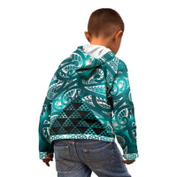Matariki New Zealand Kid Hoodie NZ Niho Taniwha Maori New Year Cyan Galaxy LT14 - Polynesian Pride