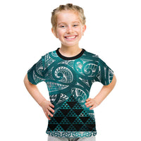Matariki New Zealand Kid T Shirt NZ Niho Taniwha Maori New Year Cyan Galaxy LT14 Cyan - Polynesian Pride