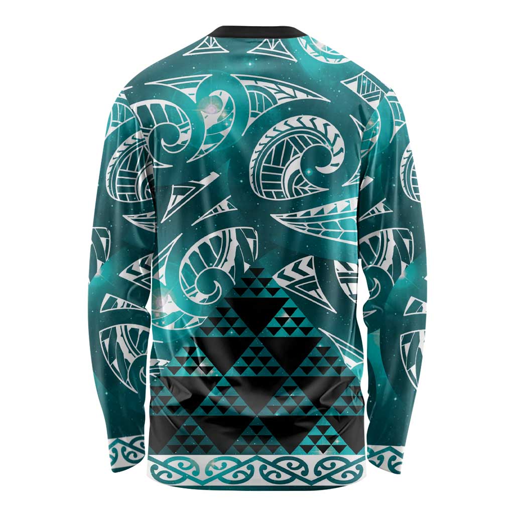 Matariki New Zealand Long Sleeve Shirt NZ Niho Taniwha Maori New Year Cyan Galaxy LT14 - Polynesian Pride