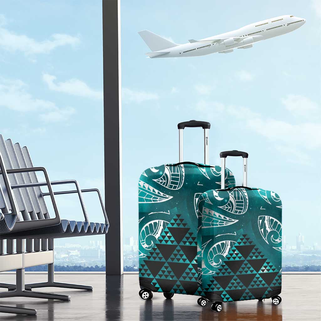 Matariki New Zealand Luggage Cover NZ Niho Taniwha Maori New Year Cyan Galaxy LT14 - Polynesian Pride