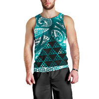 Matariki New Zealand Men Tank Top NZ Niho Taniwha Maori New Year Cyan Galaxy LT14 - Polynesian Pride
