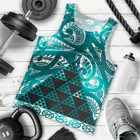 Matariki New Zealand Men Tank Top NZ Niho Taniwha Maori New Year Cyan Galaxy LT14 - Polynesian Pride