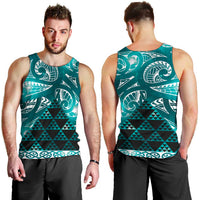 Matariki New Zealand Men Tank Top NZ Niho Taniwha Maori New Year Cyan Galaxy LT14 - Polynesian Pride