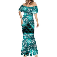 Matariki New Zealand Mermaid Dress NZ Niho Taniwha Maori New Year Cyan Galaxy LT14 - Polynesian Pride