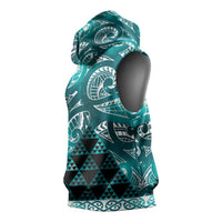 Matariki New Zealand Sleeveless Hoodie NZ Niho Taniwha Maori New Year Cyan Galaxy LT14 - Polynesian Pride