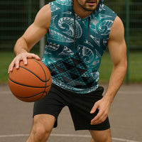 Matariki New Zealand Sleeveless Hoodie NZ Niho Taniwha Maori New Year Cyan Galaxy LT14 - Polynesian Pride