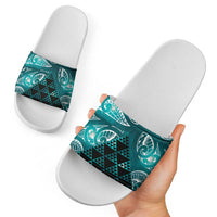 Matariki New Zealand Slide Sandals NZ Niho Taniwha Maori New Year Cyan Galaxy