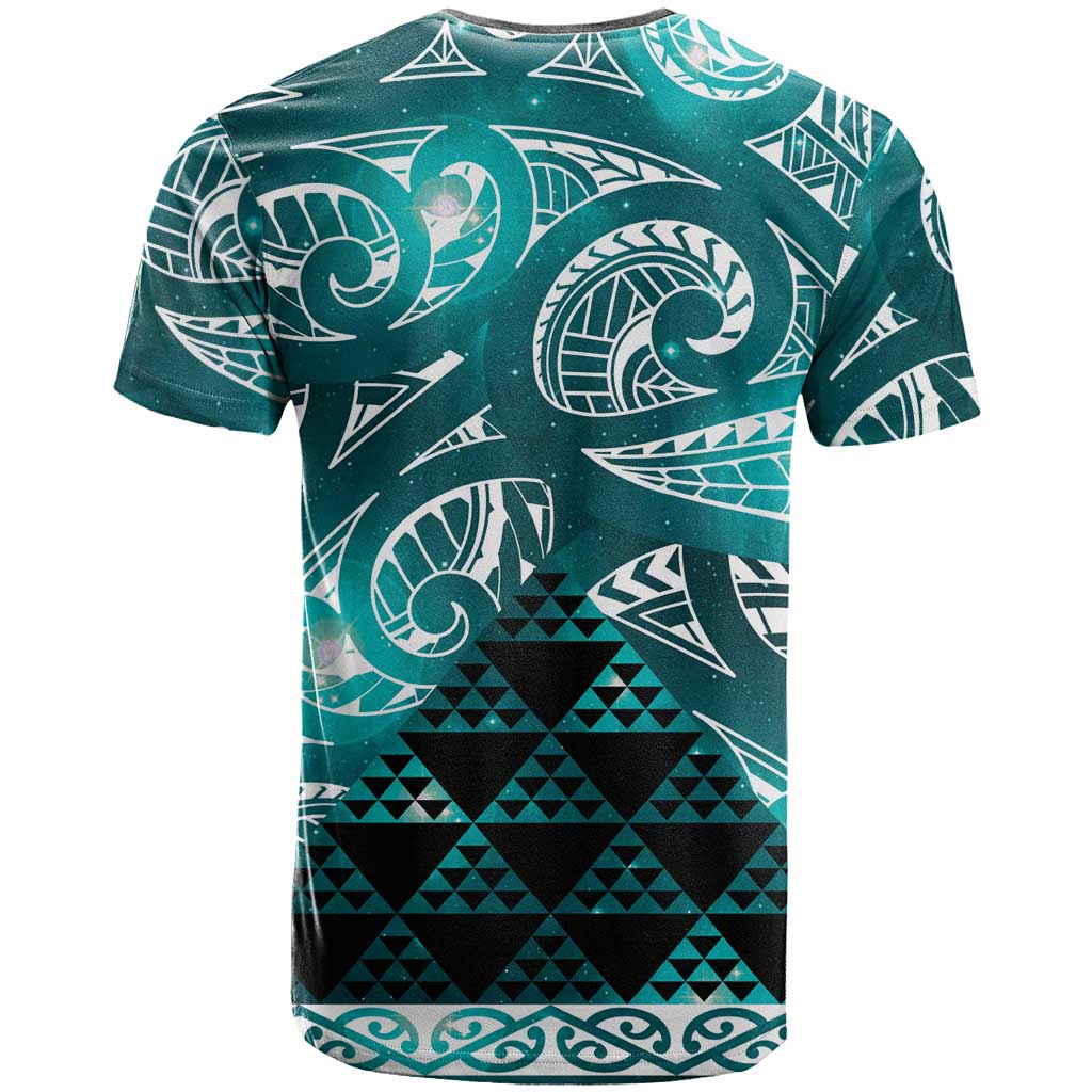Matariki New Zealand T Shirt NZ Niho Taniwha Maori New Year Cyan Galaxy LT14 - Polynesian Pride