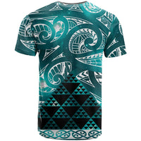Matariki New Zealand T Shirt NZ Niho Taniwha Maori New Year Cyan Galaxy LT14 - Polynesian Pride