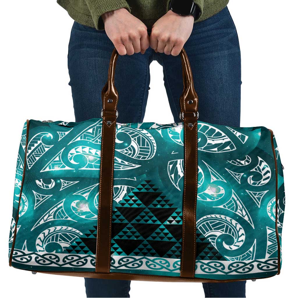 Matariki New Zealand Travel Bag NZ Niho Taniwha Maori New Year Cyan Galaxy LT14 Cyan - Polynesian Pride