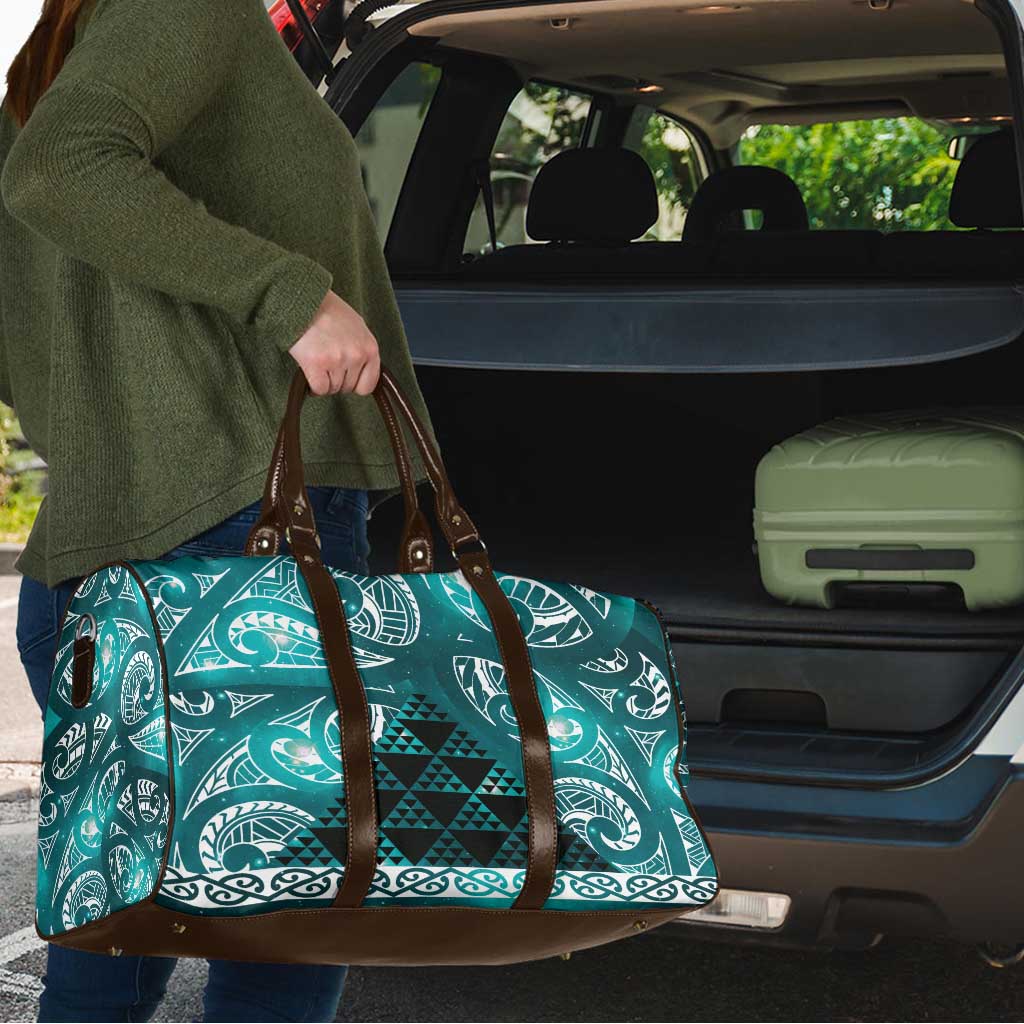 Matariki New Zealand Travel Bag NZ Niho Taniwha Maori New Year Cyan Galaxy LT14 - Polynesian Pride