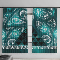 Matariki New Zealand Window Curtain NZ Niho Taniwha Maori New Year Cyan Galaxy