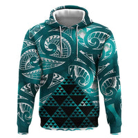 Matariki New Zealand Zip Hoodie NZ Niho Taniwha Maori New Year Cyan Galaxy LT14 Pullover Hoodie Cyan - Polynesian Pride