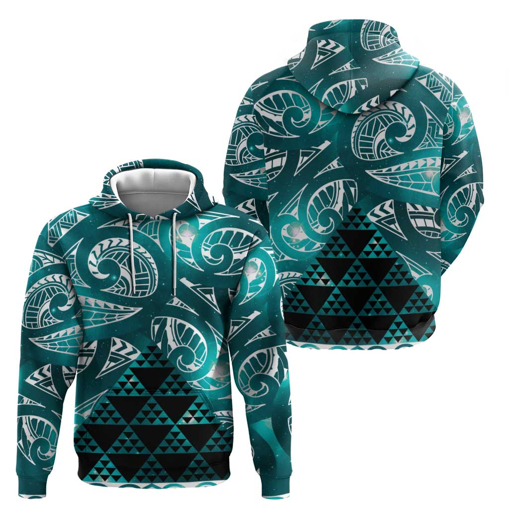 Matariki New Zealand Zip Hoodie NZ Niho Taniwha Maori New Year Cyan Galaxy LT14 - Polynesian Pride