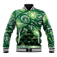 Matariki New Zealand Baseball Jacket NZ Niho Taniwha Maori New Year Green Galaxy LT14 Unisex Green - Polynesian Pride