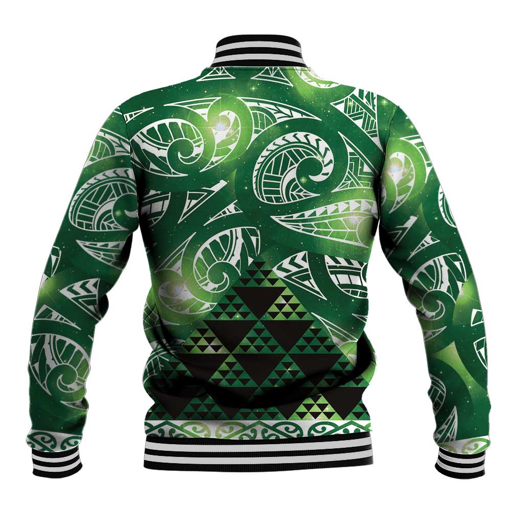Matariki New Zealand Baseball Jacket NZ Niho Taniwha Maori New Year Green Galaxy LT14 - Polynesian Pride