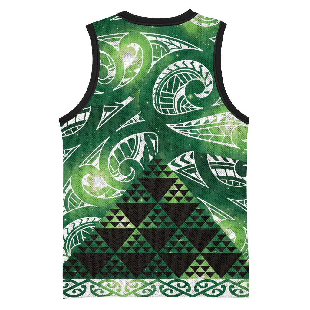 Matariki New Zealand Basketball Jersey NZ Niho Taniwha Maori New Year Green Galaxy LT14 - Polynesian Pride