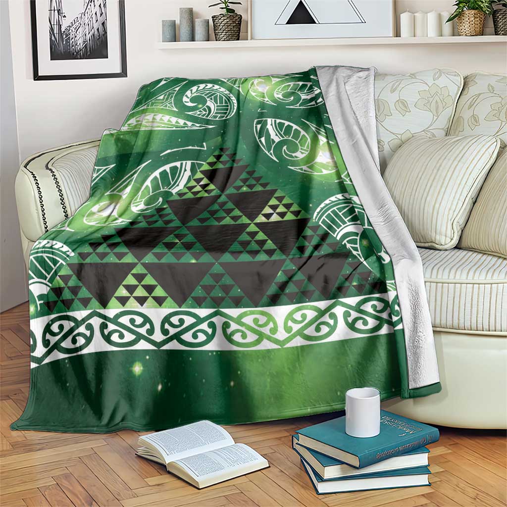 Matariki New Zealand Blanket NZ Niho Taniwha Maori New Year Green Galaxy LT14 Green - Polynesian Pride