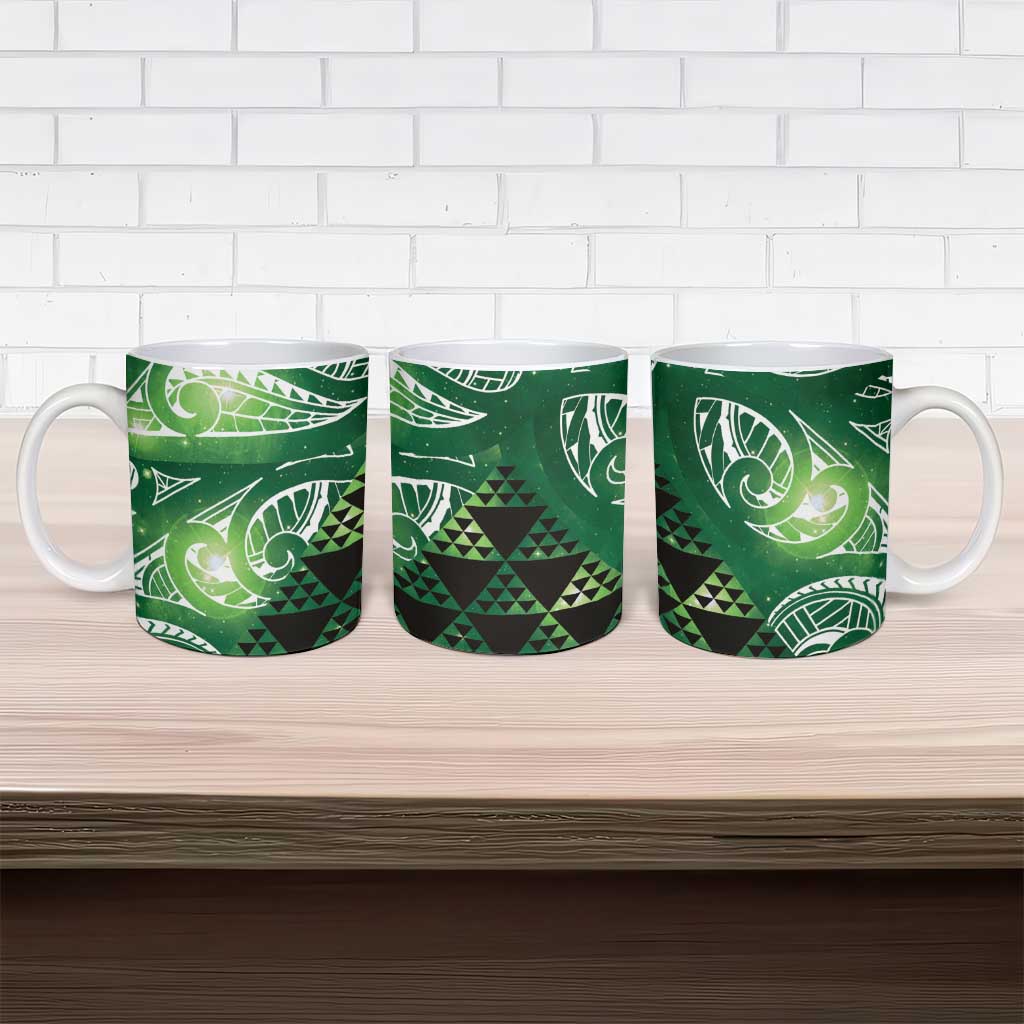 Matariki New Zealand Ceramic Mug NZ Niho Taniwha Maori New Year Green Galaxy