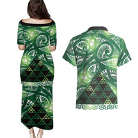 Matariki New Zealand Couples Matching Puletasi and Hawaiian Shirt NZ Niho Taniwha Maori New Year Green Galaxy LT14 - Polynesian Pride
