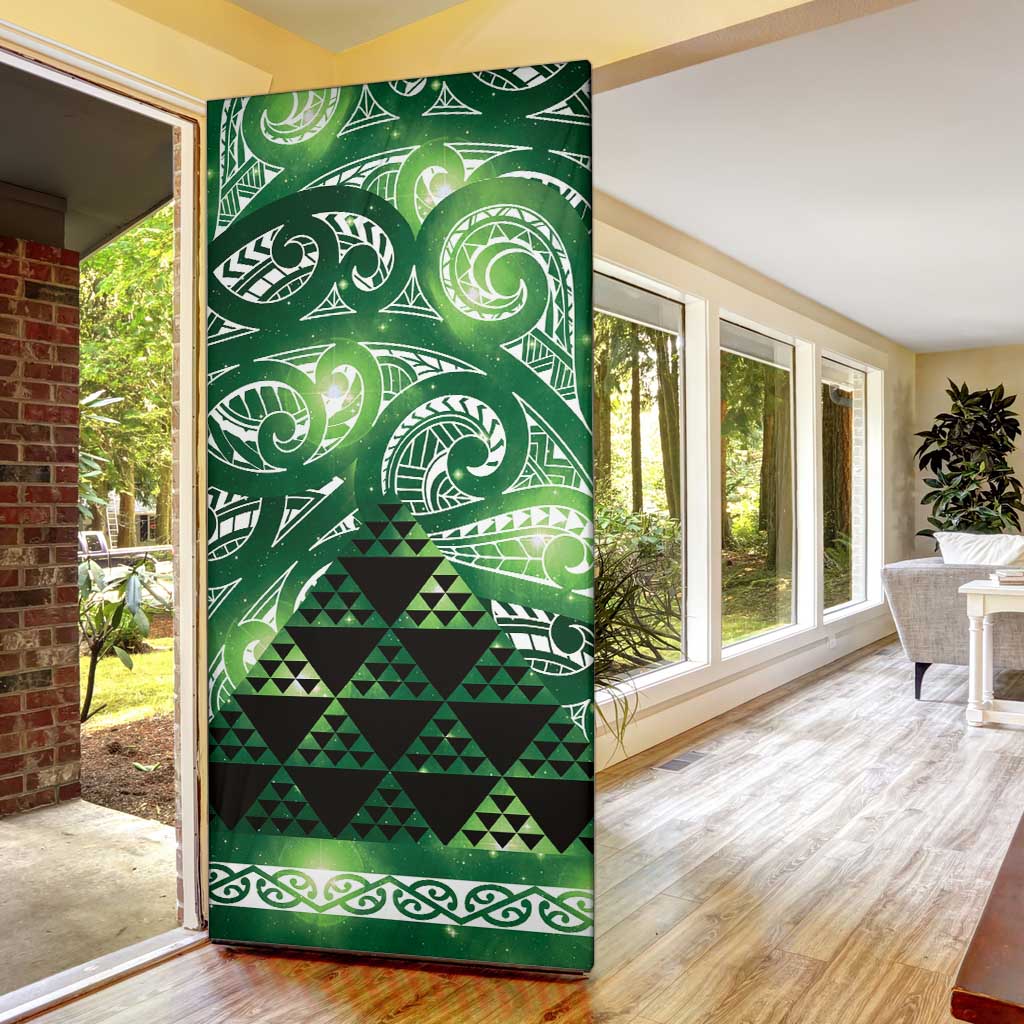 Matariki New Zealand Door Cover NZ Niho Taniwha Maori New Year Green Galaxy LT14 - Polynesian Pride