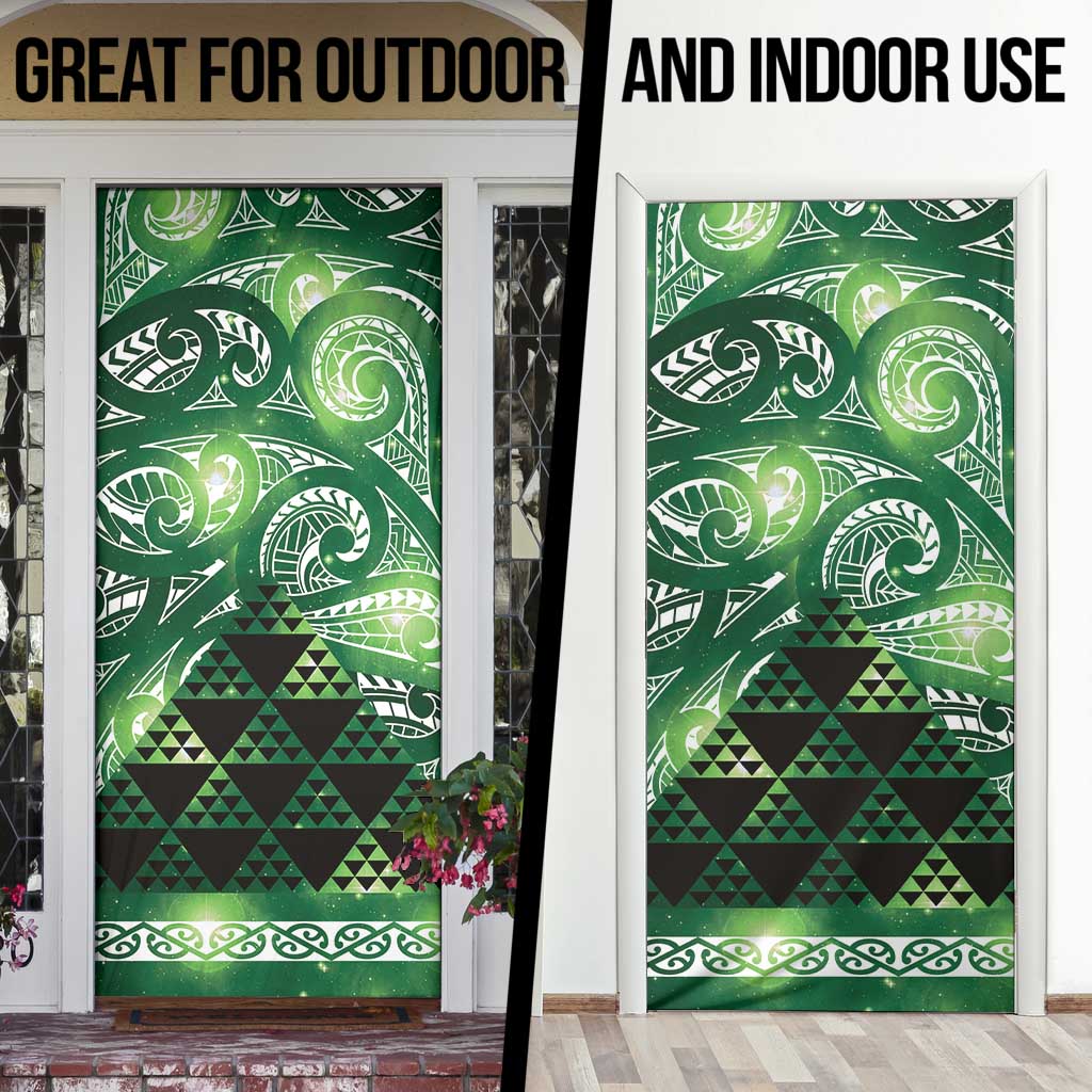 Matariki New Zealand Door Cover NZ Niho Taniwha Maori New Year Green Galaxy LT14 - Polynesian Pride