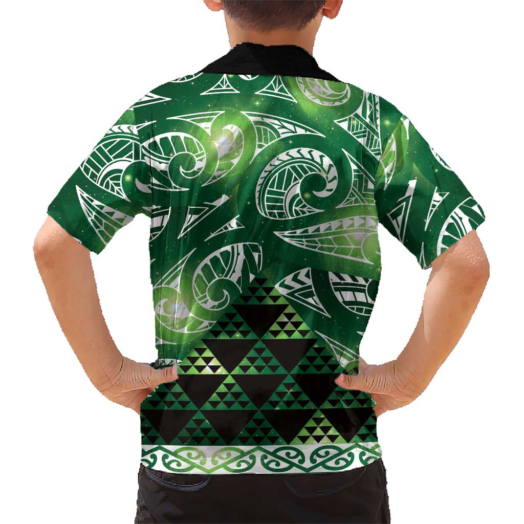 Matariki New Zealand Family Matching Mermaid Dress and Hawaiian Shirt NZ Niho Taniwha Maori New Year Green Galaxy LT14 - Polynesian Pride