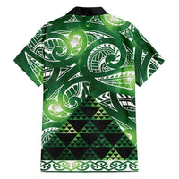 Matariki New Zealand Family Matching Off The Shoulder Long Sleeve Dress and Hawaiian Shirt NZ Niho Taniwha Maori New Year Green Galaxy LT14 - Polynesian Pride