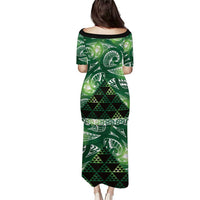 Matariki New Zealand Family Matching Puletasi and Hawaiian Shirt NZ Niho Taniwha Maori New Year Green Galaxy LT14 - Polynesian Pride