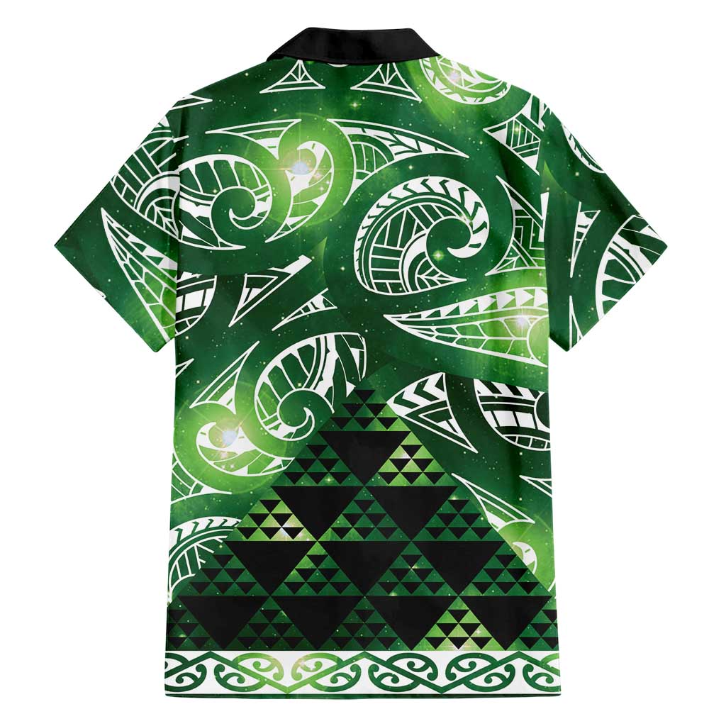 Matariki New Zealand Family Matching Tank Maxi Dress and Hawaiian Shirt NZ Niho Taniwha Maori New Year Green Galaxy LT14 - Polynesian Pride