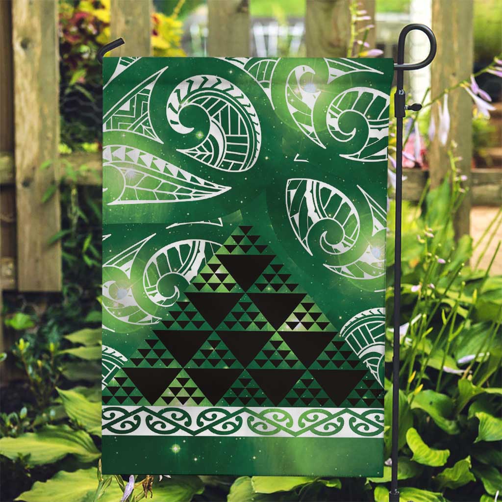 Matariki New Zealand Garden Flag NZ Niho Taniwha Maori New Year Green Galaxy LT14 Garden Flag Green - Polynesian Pride