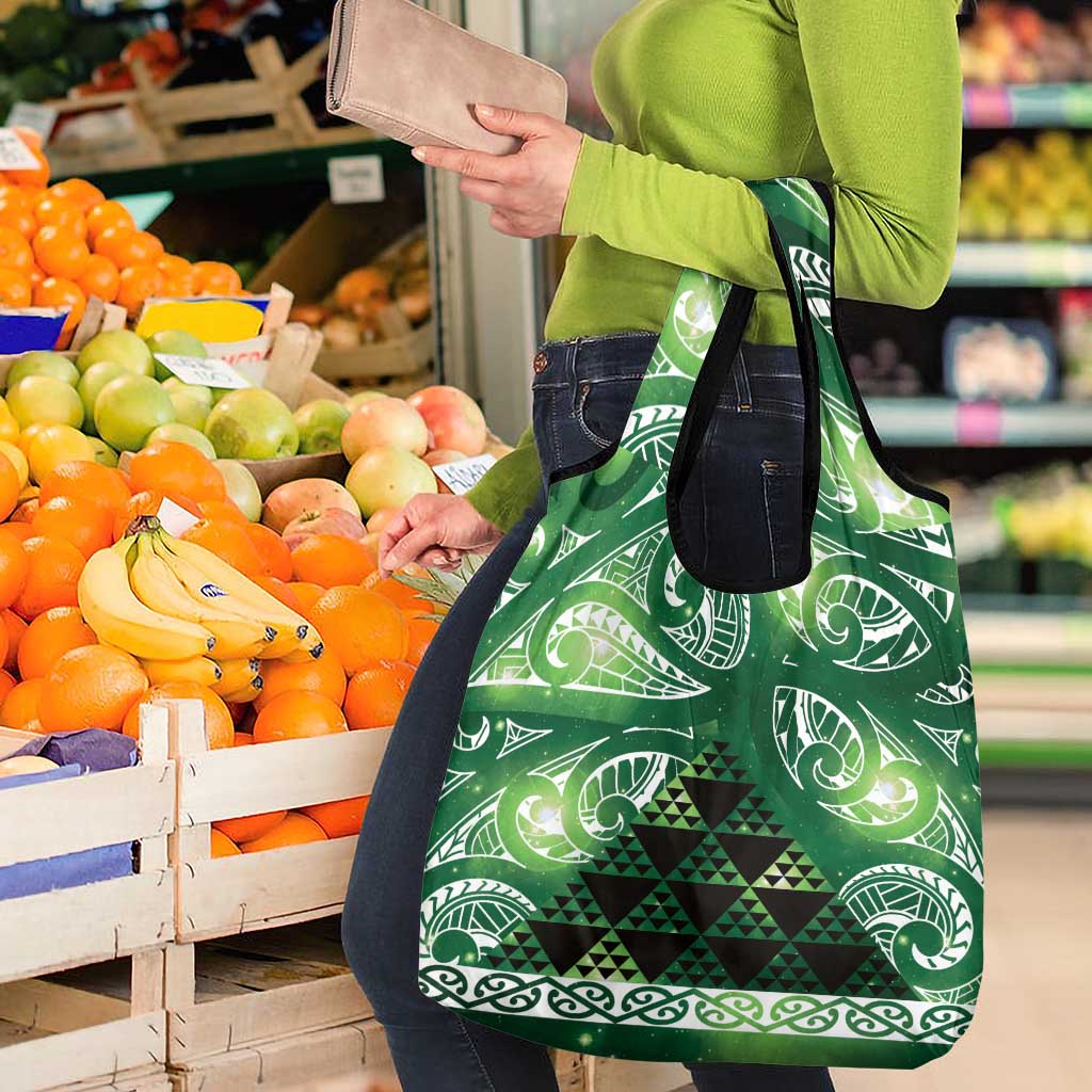 Matariki New Zealand Grocery Bag NZ Niho Taniwha Maori New Year Green Galaxy