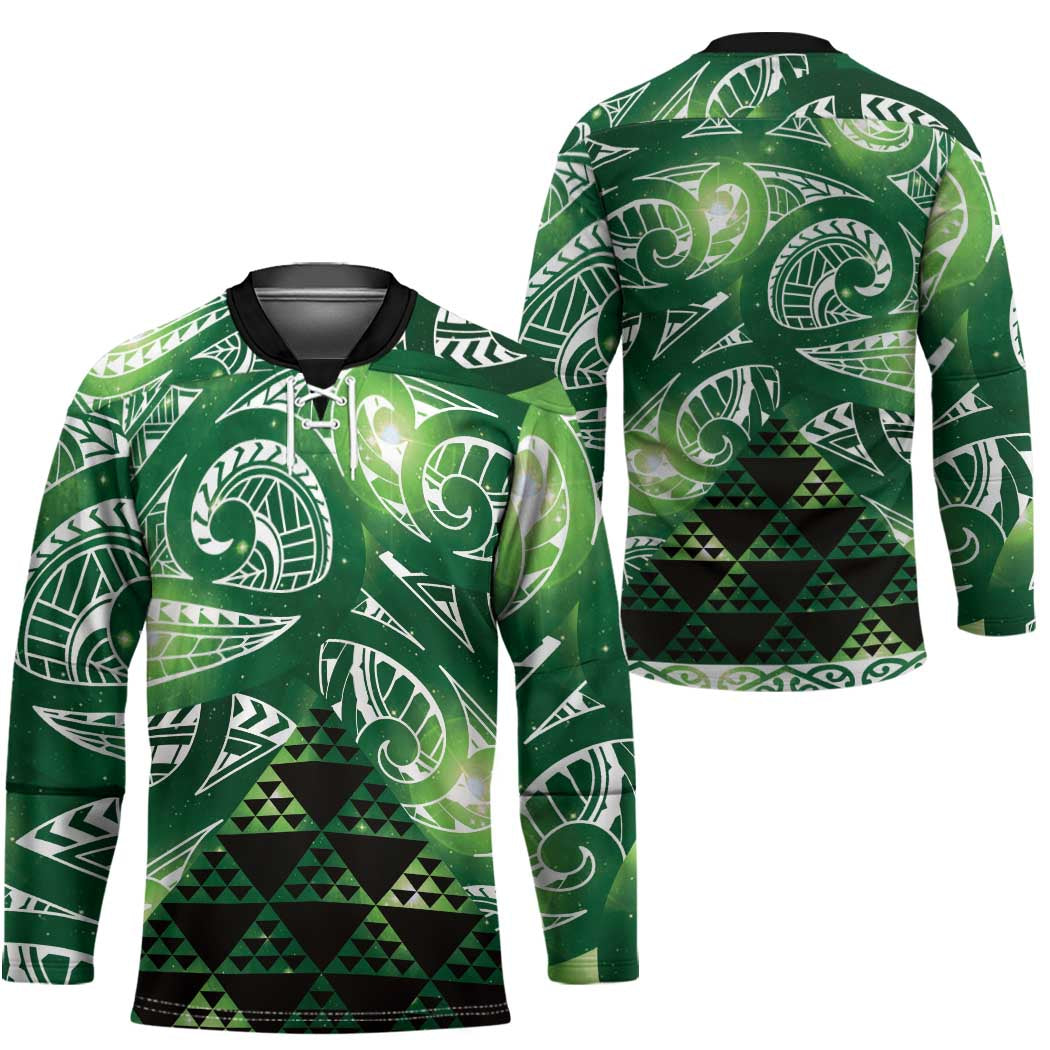 Matariki New Zealand Hockey Jersey NZ Niho Taniwha Maori New Year Green Galaxy LT14 - Polynesian Pride