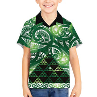 Matariki New Zealand Kid Hawaiian Shirt NZ Niho Taniwha Maori New Year Green Galaxy LT14 Kid Green - Polynesian Pride