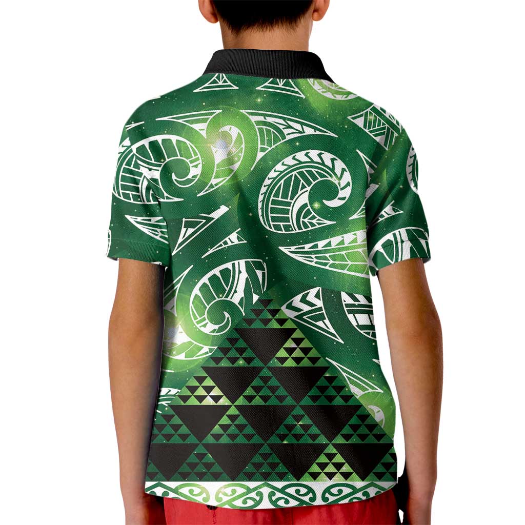 Matariki New Zealand Kid Polo Shirt NZ Niho Taniwha Maori New Year Green Galaxy LT14 - Polynesian Pride