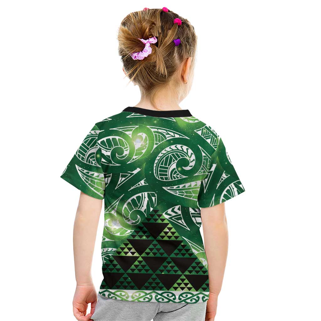 Matariki New Zealand Kid T Shirt NZ Niho Taniwha Maori New Year Green Galaxy LT14 - Polynesian Pride