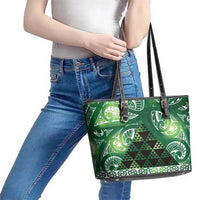Matariki New Zealand Leather Tote Bag NZ Niho Taniwha Maori New Year Green Galaxy