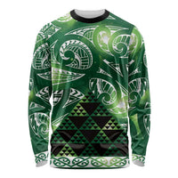 Matariki New Zealand Long Sleeve Shirt NZ Niho Taniwha Maori New Year Green Galaxy LT14 Unisex Green - Polynesian Pride