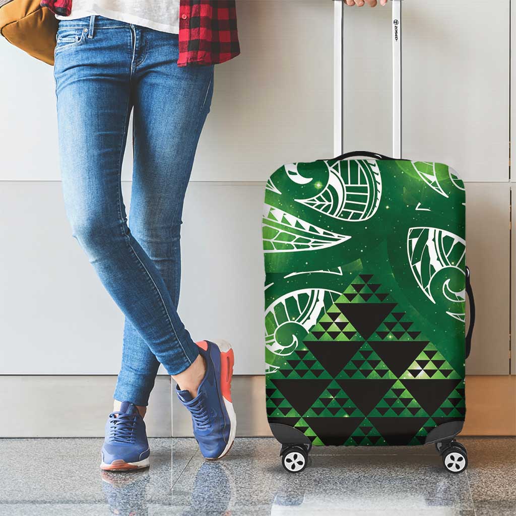 Matariki New Zealand Luggage Cover NZ Niho Taniwha Maori New Year Green Galaxy LT14 - Polynesian Pride