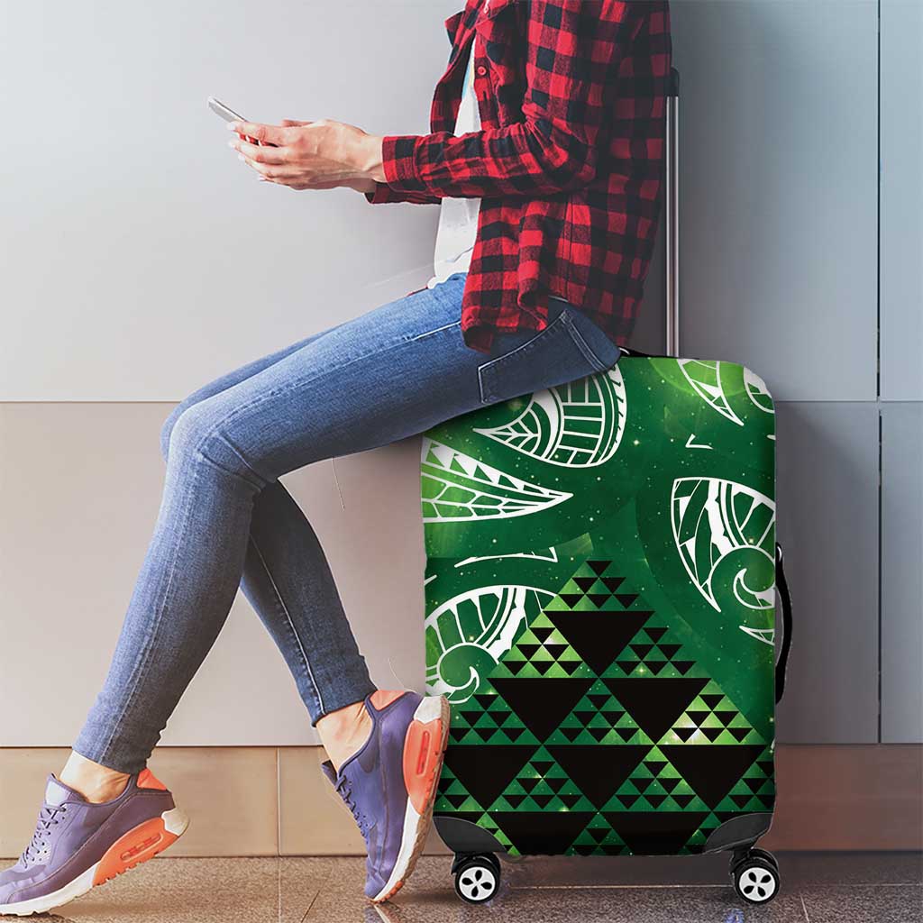 Matariki New Zealand Luggage Cover NZ Niho Taniwha Maori New Year Green Galaxy LT14 - Polynesian Pride