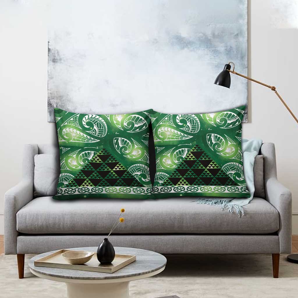 Matariki New Zealand Pillow Cover NZ Niho Taniwha Maori New Year Green Galaxy