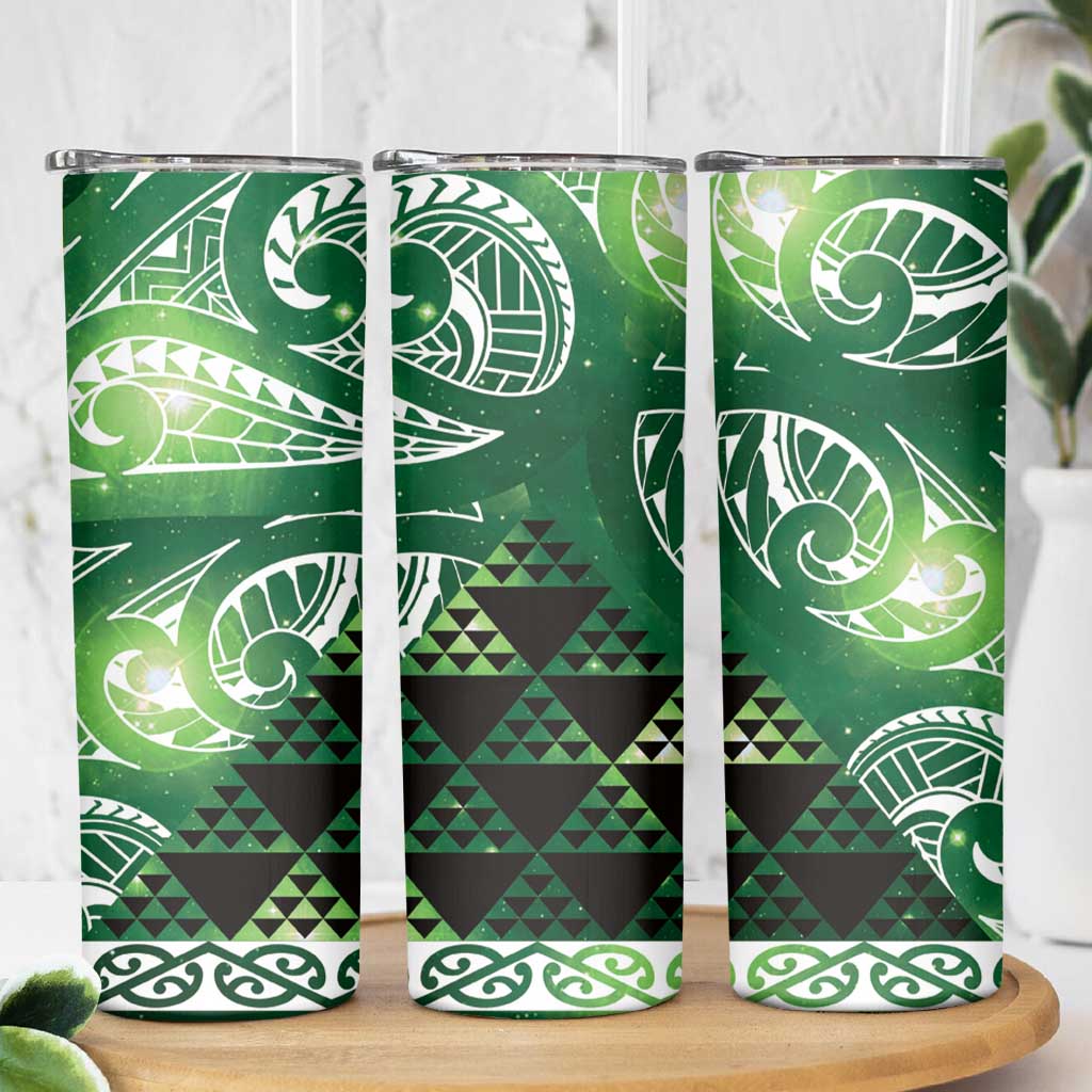 Matariki New Zealand Skinny Tumbler NZ Niho Taniwha Maori New Year Green Galaxy LT14 - Polynesian Pride