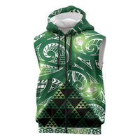Matariki New Zealand Sleeveless Zip Hoodie NZ Niho Taniwha Maori New Year Green Galaxy LT14 Green - Polynesian Pride