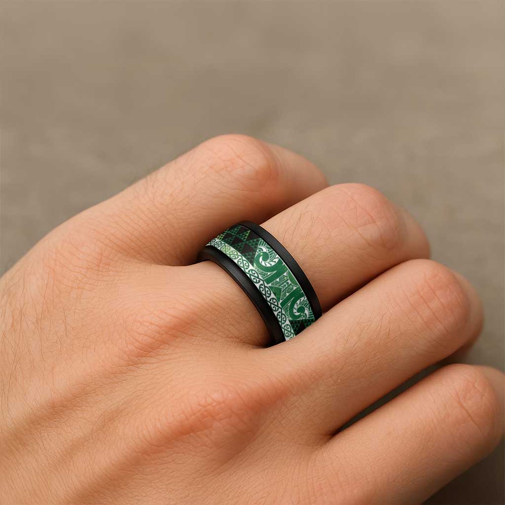 Matariki New Zealand Spinner Ring NZ Niho Taniwha Maori New Year Green Galaxy