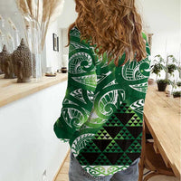 Matariki New Zealand Women Casual Shirt NZ Niho Taniwha Maori New Year Green Galaxy LT14 - Polynesian Pride