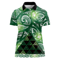 Matariki New Zealand Women Polo Shirt NZ Niho Taniwha Maori New Year Green Galaxy LT14 Female Green - Polynesian Pride