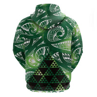 Matariki New Zealand Zip Hoodie NZ Niho Taniwha Maori New Year Green Galaxy LT14 - Polynesian Pride